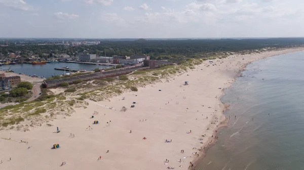 Morze Bałtyckie Wybrzeże Plaża Ventspils Kurzeme Anteny Dron Widok Góry — Zdjęcie stockowe