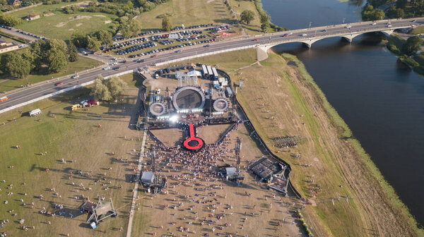 Aerial view of Jelgava city Latvia Zemgale drone top view