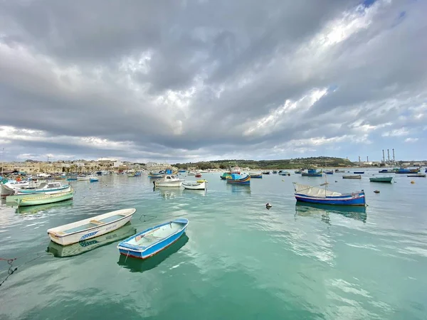 Marsaxlokk Vissersdorp Malta Land Eiland Middellandse Zee Landschap Reizen Foto — Stockfoto