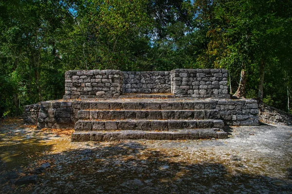 The ruins of the city of Calakmul. Maya Pyramid.