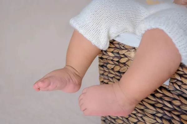 Photo of newborn baby feet, soft focus. — Stock Photo, Image