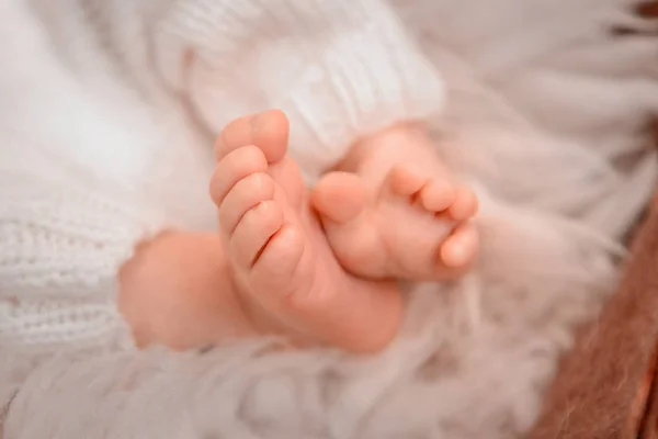 Foto von neugeborenen Babyfüßen, weicher Fokus. — Stockfoto