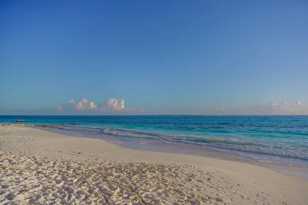 Cancun Quintana Roo Mexico 'daki Karayip Sahili' ndeki Hoteleria Bölgesi 'nde deniz kıyısında..