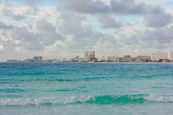 Côte Mer Sur Plage Des Caraïbes Dans Zone Hoteleria Cancun — Photo