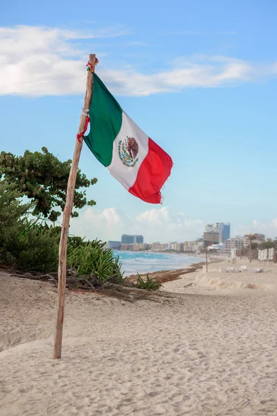 Bendera Meksiko Pantai Melawan Laut Stok Lukisan  