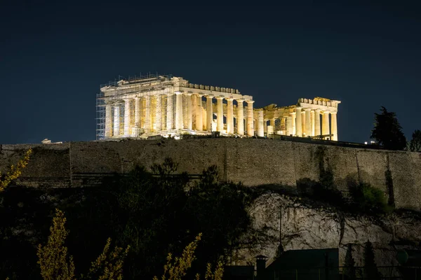 Nachtansicht Des Parthenons Athen Griechenland Der Antike Griechische Parthenon Ist — Stockfoto