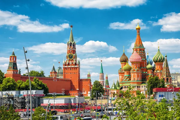 Moskou Juni 2018 Kremlin Van Moskou Basil Cathedral Tijdens Fifa — Stockfoto