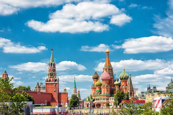 Moscou Junho 2018 Moscou Kremlin Catedral São Basílio Durante Copa — Fotografia de Stock