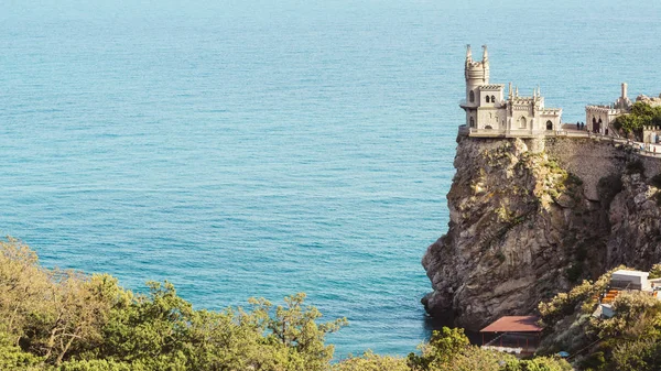 Castle Swallow Nest Sea Rock Summer Crimea Beautiful Panoramic View — Stock Photo, Image