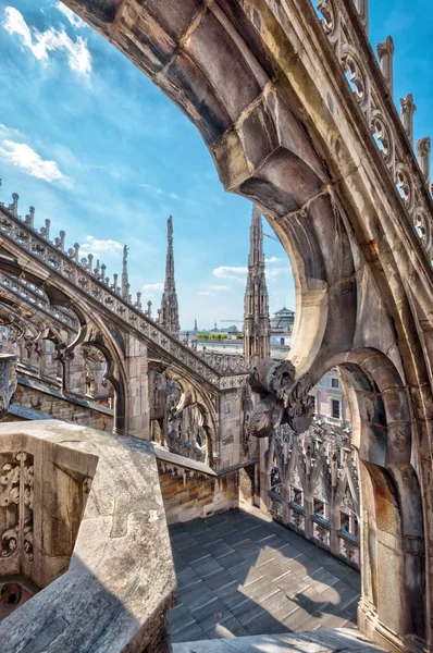 Luksus Ozdoba Dachu Katedry Mediolanie Włochy Katedra Mediolanie Lub Duomo — Zdjęcie stockowe