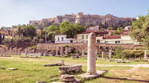 Malebným výhledem na římské agory, Atény, Řecko — Stock fotografie