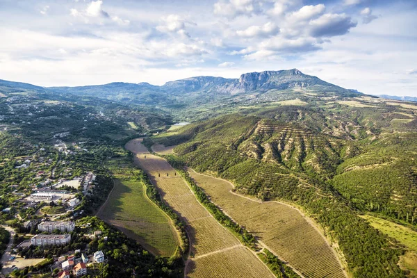 Paisagem Crimeia Vista Panorâmica Aérea Crimeia Perto Cidade Alushta Montanha — Fotografia de Stock