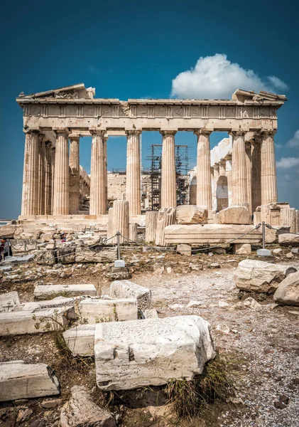 Partenón Acrópolis Atenas Grecia Este Templo Griego Antiguo Hito Principal — Foto de Stock