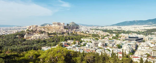 Panorama Flygfoto Över Aten Med Acropolis Hill Grekland Berömda Akropolis — Stockfoto