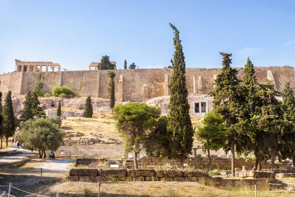 Πανοραμική Θέα Του Λόφου Της Ακρόπολης Στην Αθήνα Διάσημη Ακρόπολη — Φωτογραφία Αρχείου