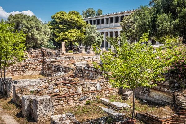 Agorà Greca Antica Atene Grecia Panorama Panoramico Delle Rovine Con — Foto Stock