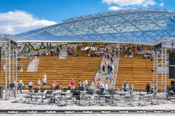 Moscow June 2018 New Amphitheater Glass Roof Zaryadye Park Moscow — Stock Photo, Image