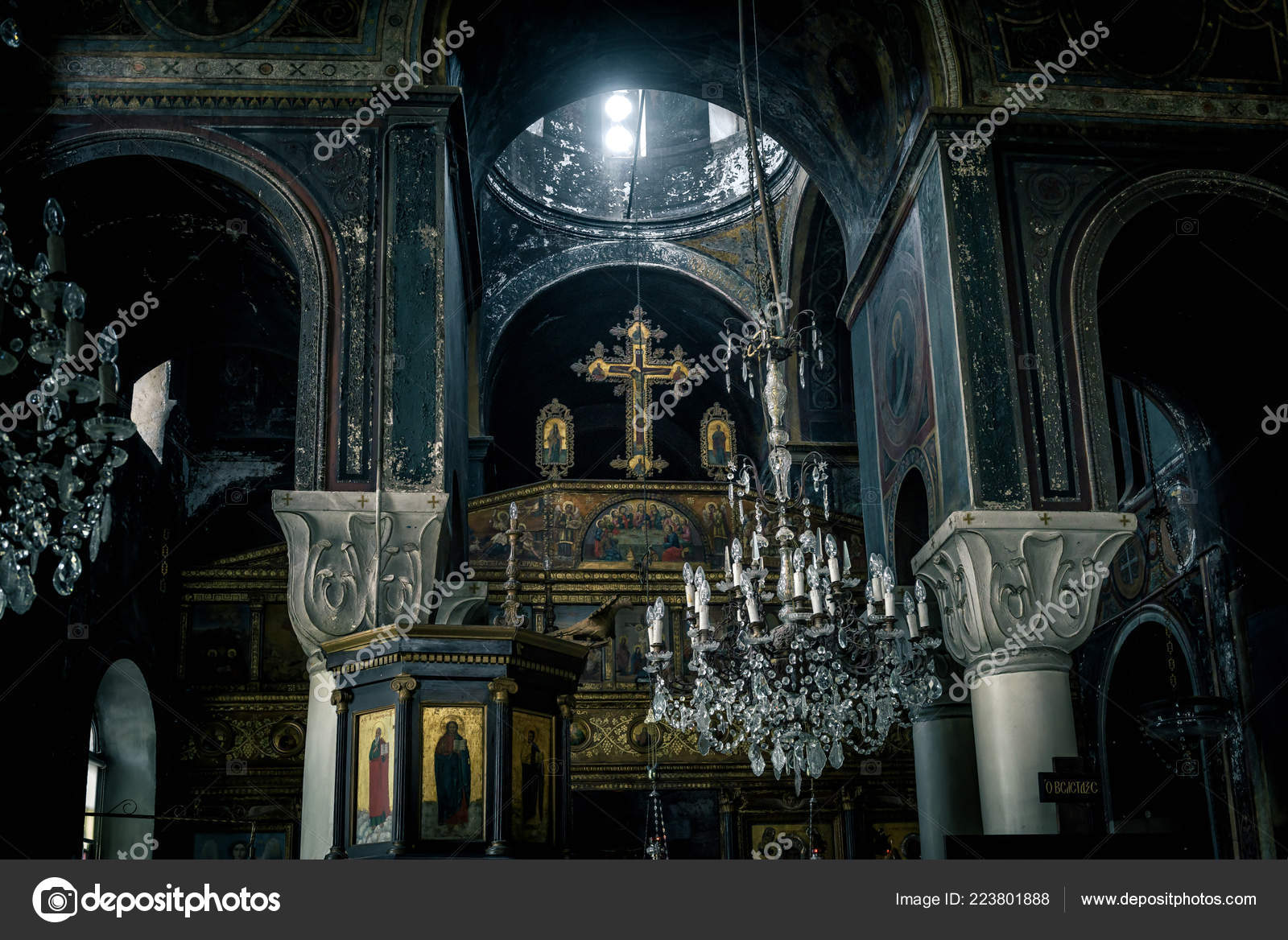 Athens May 2018 Old Orthodox Church Athens Greece Dark