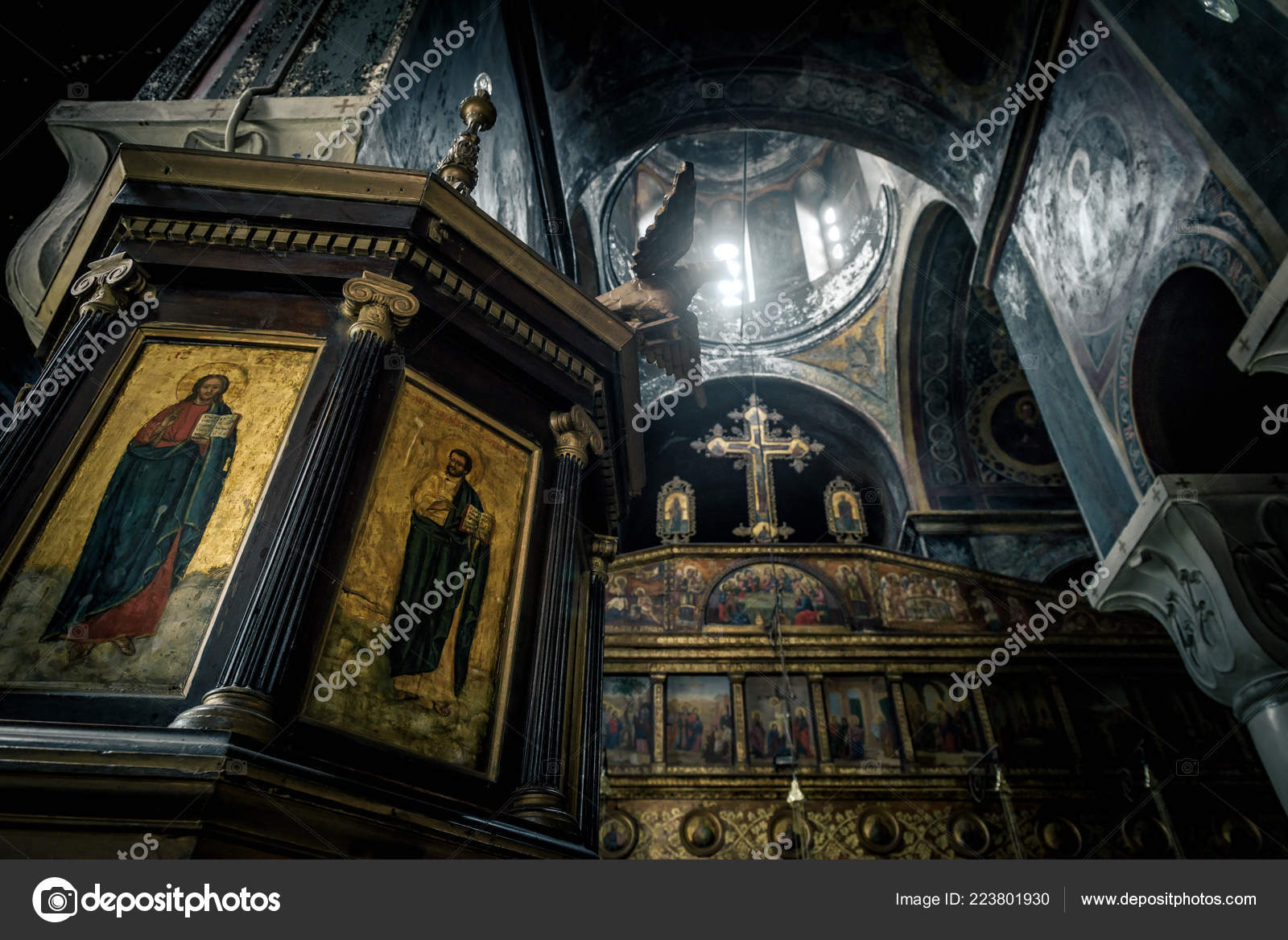 Athens May 2018 Old Orthodox Church Athens Greece Dark