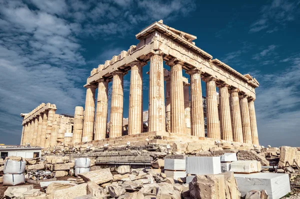 Partenón Acrópolis Atenas Grecia Famoso Viejo Templo Parthenon Punto Referencia — Foto de Stock