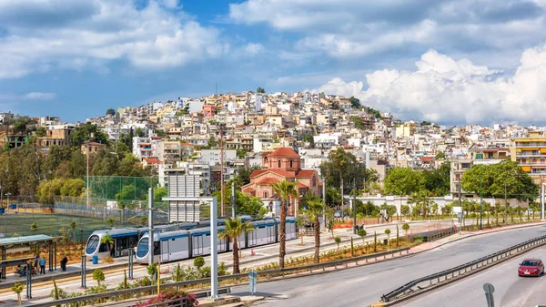 Vista Panoramica Del Pireo Vicino Atene Grecia Paesaggio Urbano Soleggiato — Foto Stock