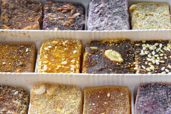 Conjunto Dulces Ecológicos Orientales Surtido Turca Delicia Dulces Dulces Árabes —  Fotos de Stock