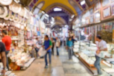 Kapalı Çarşı yaratıcı soyut olarak görüntü arka plan, Istanbul, Türkiye. Bu ın Bazaarı Istanbul 'un turistik 's. İnsanlar esnaf pazar kapalı bir sokakta. Alışveriş ve Istanbul'da tatil.