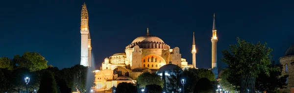 Hagia Sophia Night Istanbul Turkey Top Landmark Istanbul Panoramic View — Stock Photo, Image