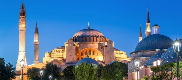 Hagia Sophia Night Istanbul Turkey Top Landmark Istanbul Panoramic View — Stock Photo, Image