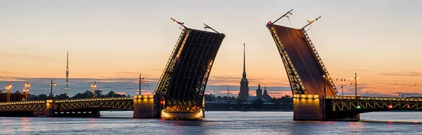 Het Verhogen Van Palace Bridge Dvortsovy Sint Petersburg Rusland Het — Stockfoto