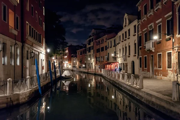 Veneza Cidade Noite Itália Vista Tradicional Rua Veneza Noite Panorama — Fotografia de Stock