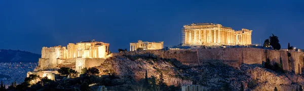 Parthenon Auf Der Akropolis Bei Nacht Athen Griechenland Die Berühmte — Stockfoto
