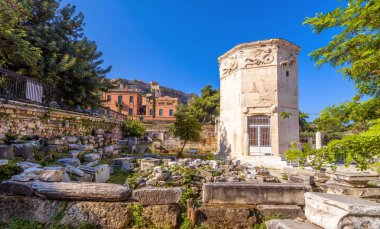 Rüzgarlar kule veya Aerides üzerinde Roman Agora, Atina, Yunanistan