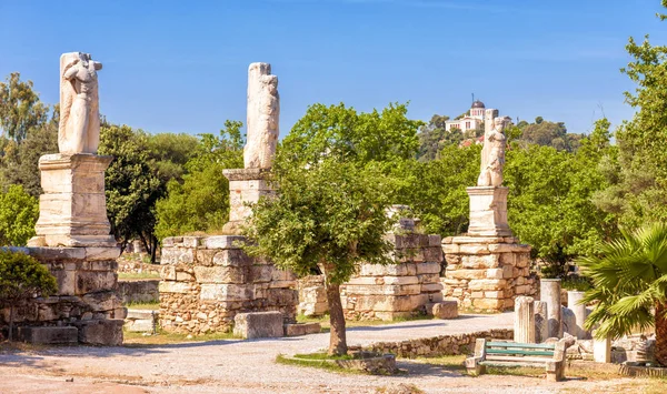 Panorama del Ágora Antiguo, Atenas, Grecia — Foto de Stock