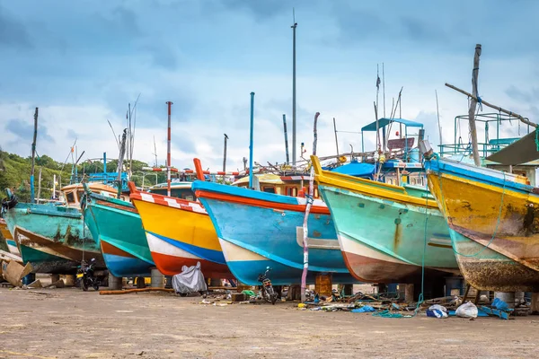 Fishing sea boats in a dry dock, Sri Lanka