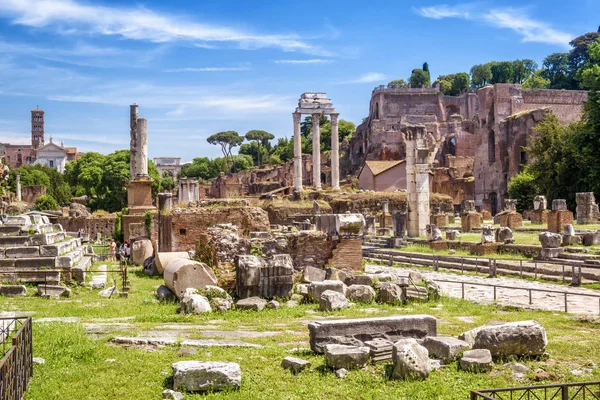 Widok na Forum Romanum w lecie, Rzym, Włochy — Zdjęcie stockowe
