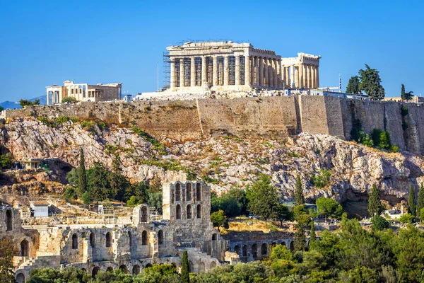 Akropolis-Hügel mit Parthenontempel, Athen, Griechenland — Stockfoto