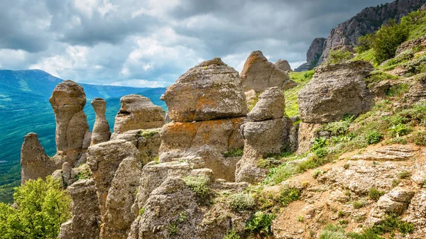 Pietre Bizzarre Montagna Demerdji Crimea Vista Panoramica Della Valle Dei — Foto Stock