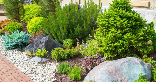 Paisagismo em casa jardim — Fotografia de Stock