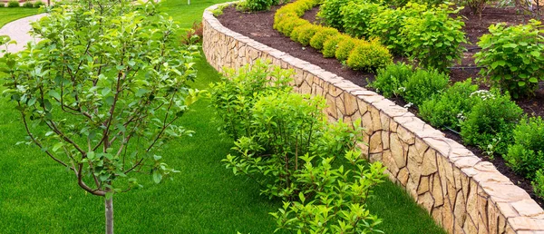 Landscaping in home garden — Stock Photo, Image