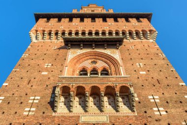 Sforza Castle yakın çekim, Milan, İtalya