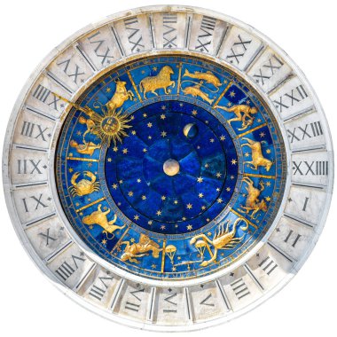 Eski saat Torre dell 'Orologio beyaz Venedik, Ita' da izole edilmiş.