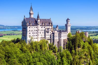 Münih 'te Neuschwanstein Şatosu, Almanya. Neuschwanstei