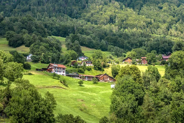 Paysage Des Montagnes Alpines Petit Village Suisse Paysage Des Alpes — Photo