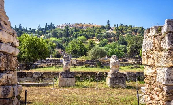 Starověká Agora Létě Atény Řecko Slavná Turistická Atrakce Atén Panorama — Stock fotografie