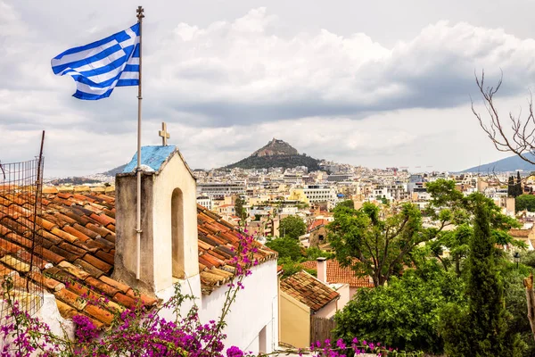 Skyline Atenas Vista Panorâmica Anafiotika Distrito Plaka Grécia Plaka Atração — Fotografia de Stock