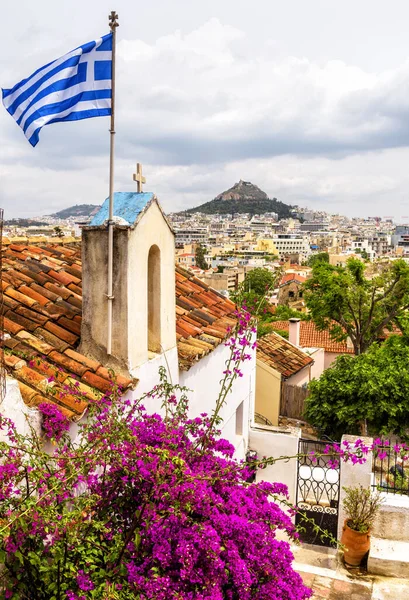 Skyline Von Athen Blick Von Anafiotika Bezirk Plaka Griechenland Plaka — Stockfoto