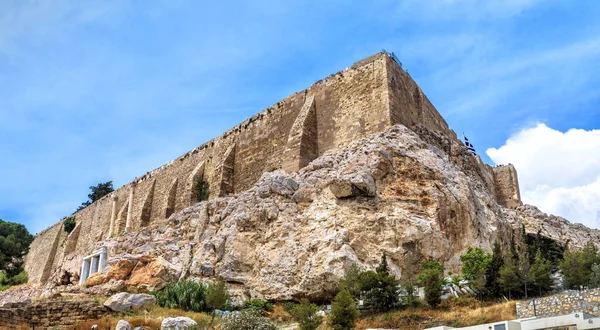 Acropolis Silnými Středověkými Zdmi Atény Řecko Známý Kopec Acropolis Nejvyšším — Stock fotografie