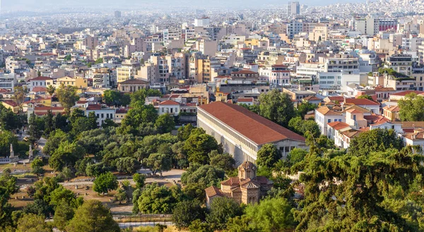 Landschap Van Athene Griekenland Luchtfoto Panoramisch Uitzicht Het Oude Agora — Stockfoto