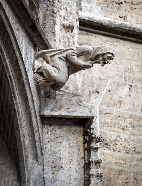 Gargoyle Comme Une Sorcière Médiévale Sur Mur Rathaus New Town — Photo